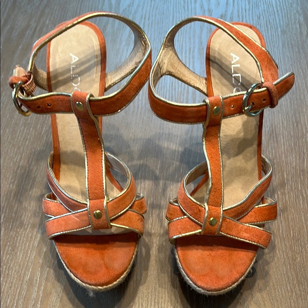 Aldo Orange High Heel Strappy Sandals